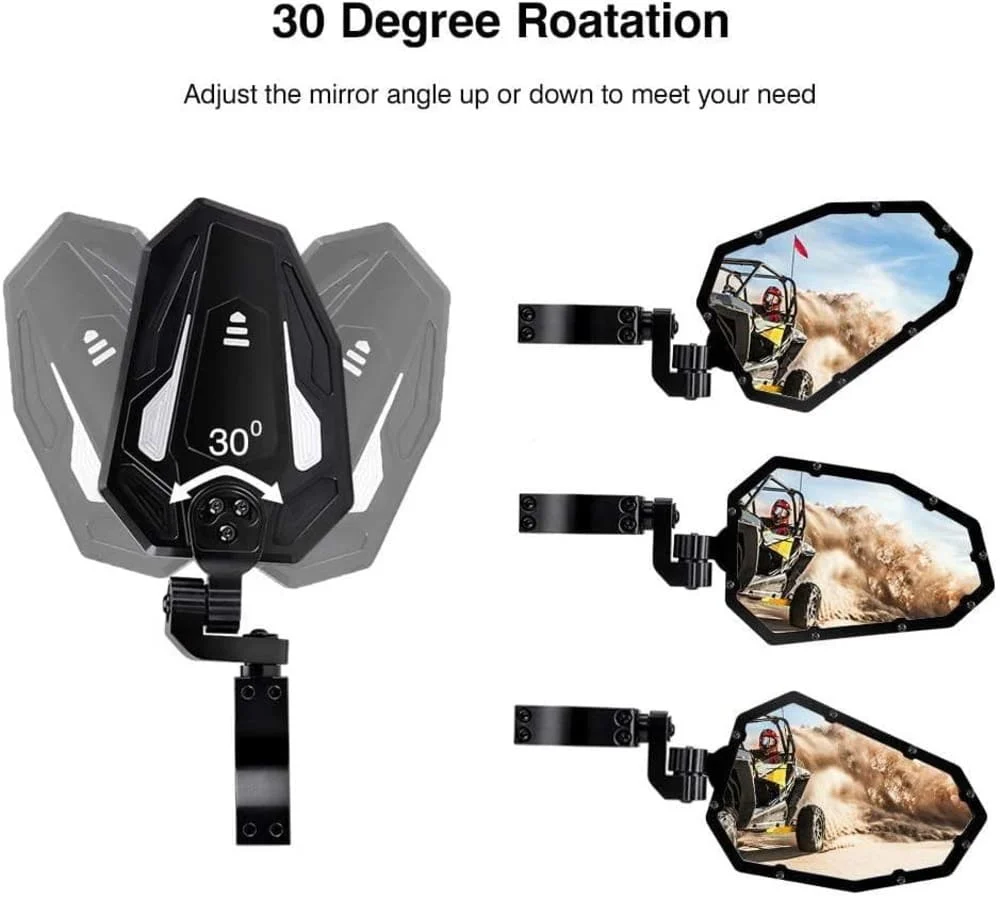 Kemimoto UTV Rear View Side Mirrors w/ "1.75"-2" Roll Bar - 1 Pair - Image 6