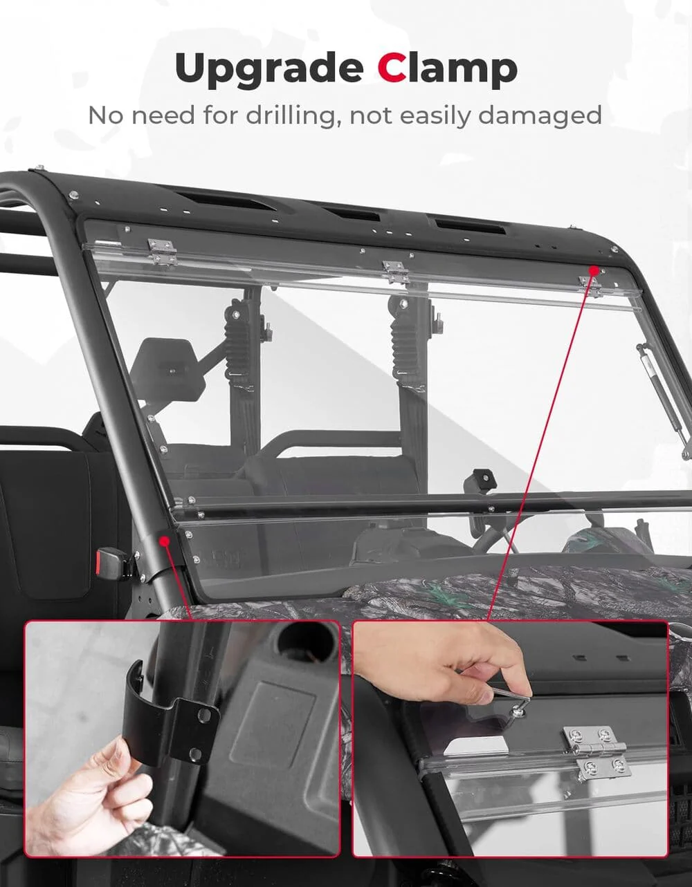 Kemimoto CFMoto UForce 1000/1000XL 2-In-1 Flip Windshield - Image 7