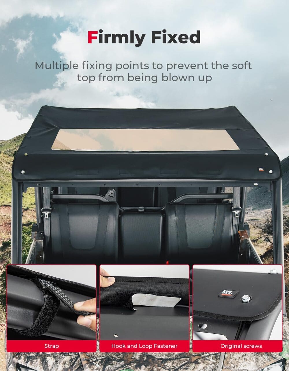 Kemimoto CFMoto UForce 1000 XL Canvas Tinted Waterproof Soft Roof - Image 4