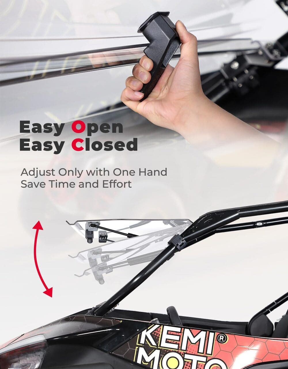 Kemimoto CFMoto ZForce 950 3-in-1 Folding Half Flip Windshield - Image 4