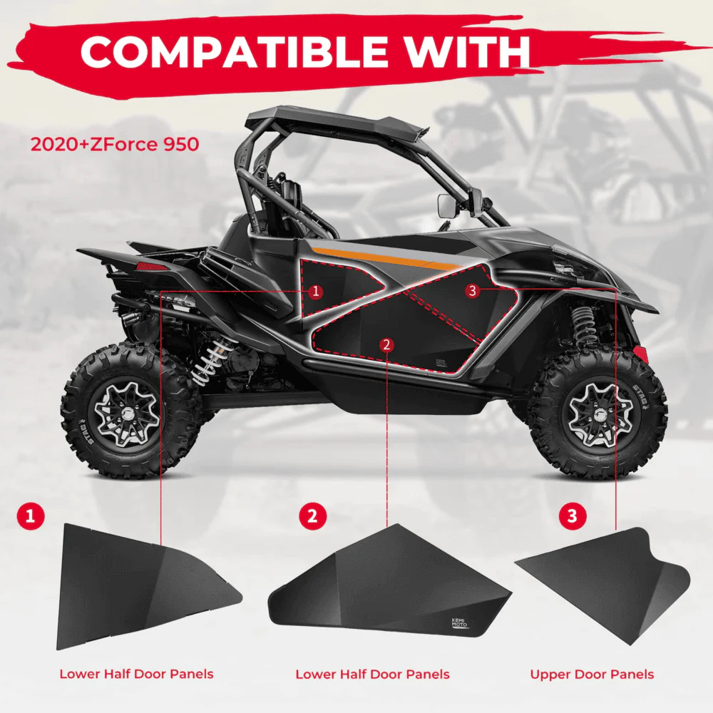 Kemimoto CFMoto ZForce 950 Aluminum Lower Doors Inserts - Image 5