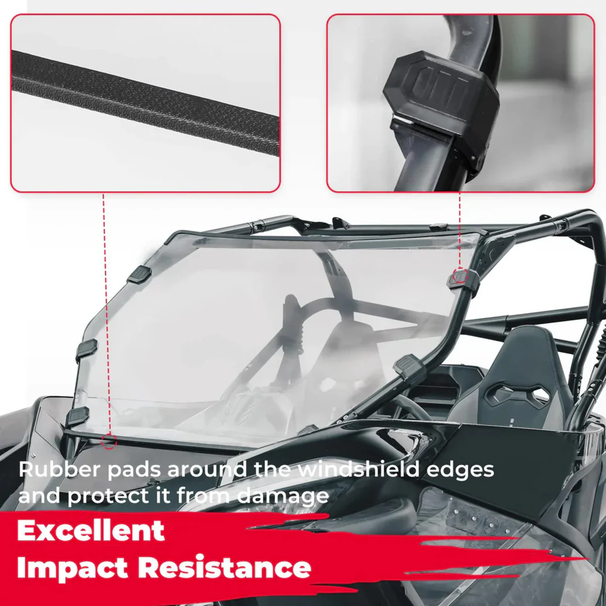 Kemimoto CFMoto ZForce 950 Scratch Resistant Front Full & Rear Windshield - Image 4