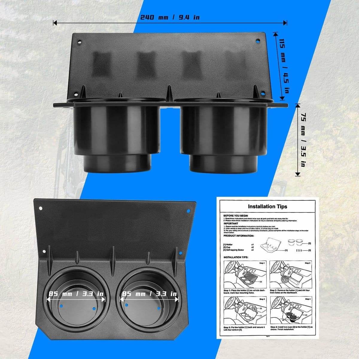Kemimoto Honda Pioneer 1000 3/ 5 UTV Cup Holder w/ Switch Panel - Image 6
