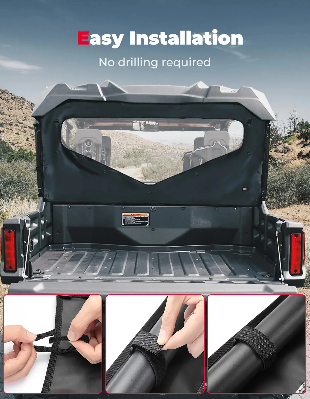 Kemimoto Honda Pioneer 1000-6 UTV Roll Up/ Down Soft Rear Window - Image 5