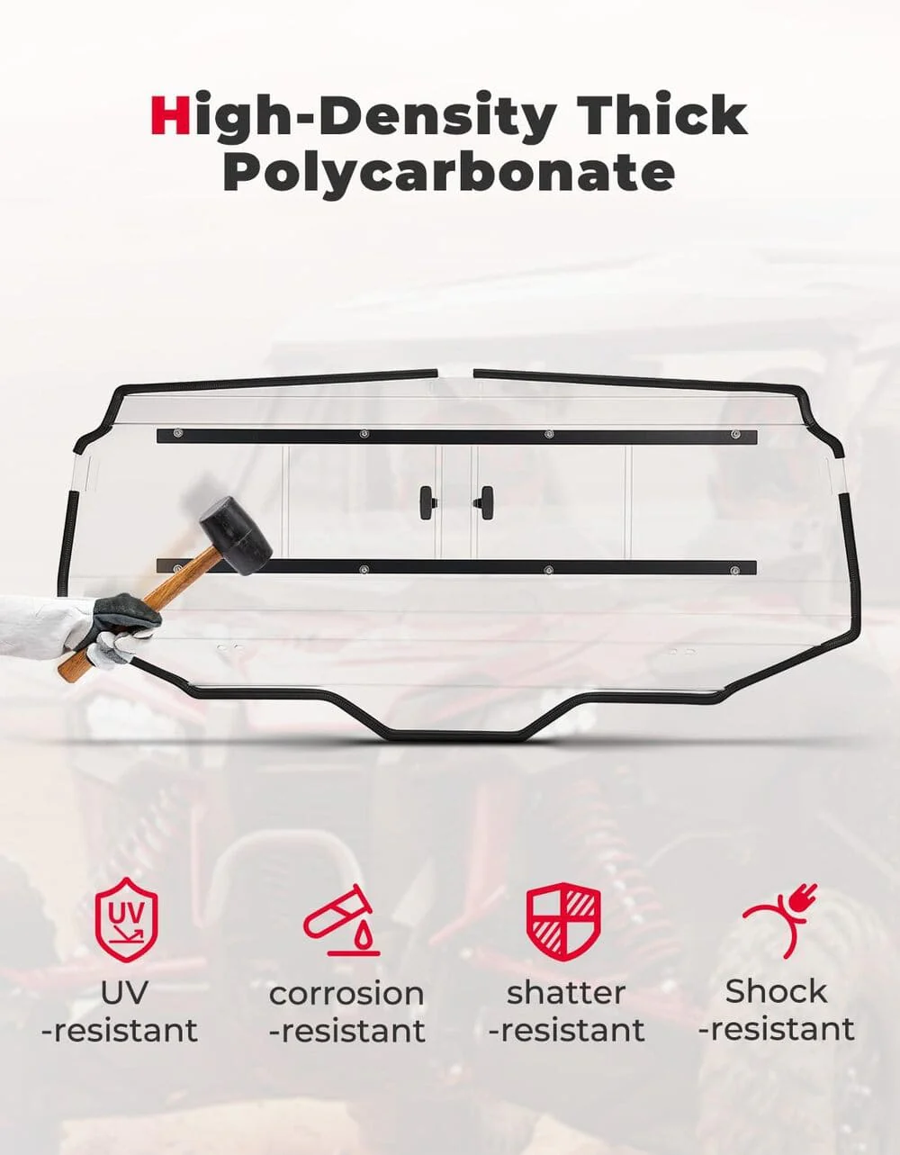 Kemimoto Honda Talon 1000X-4 Vented Back Window UTV Rear Windshield Sliding - Image 2