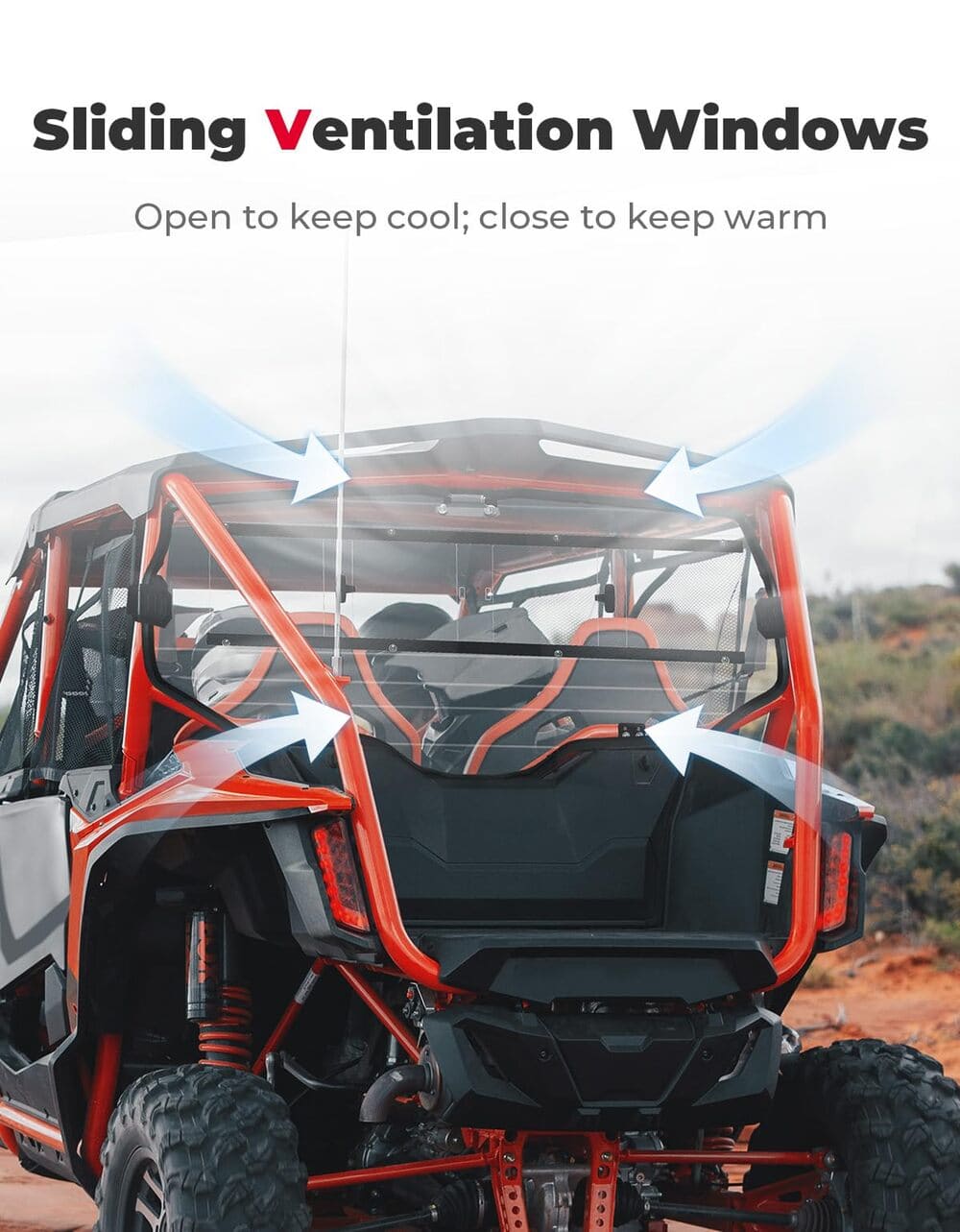 Kemimoto Honda Talon 1000X-4 Vented Back Window UTV Rear Windshield Sliding - Image 3