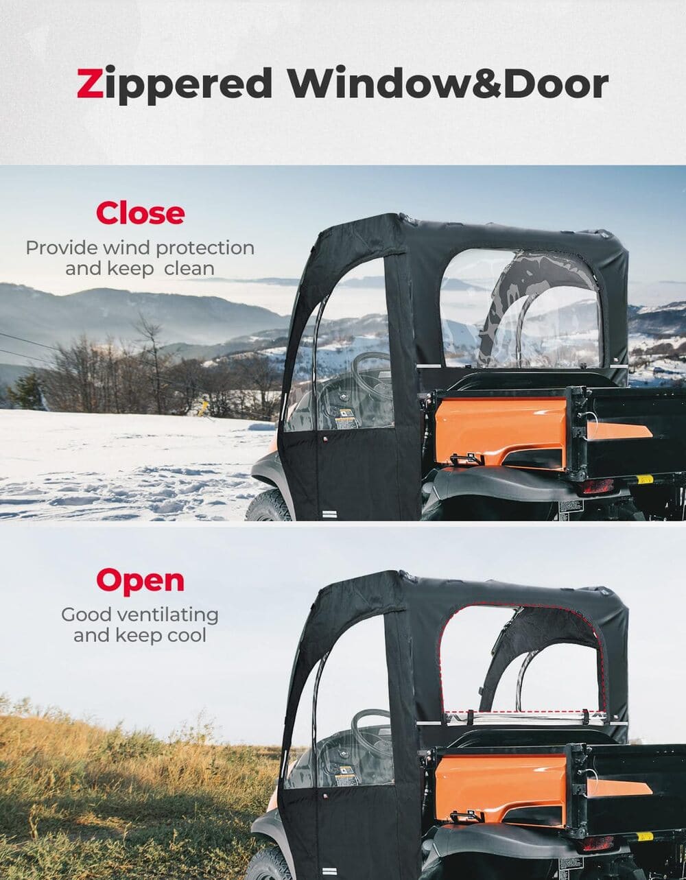 Kemimoto Kubota RTV Soft Cab Enclosure Doors & Rear Soft Windshield - Image 6