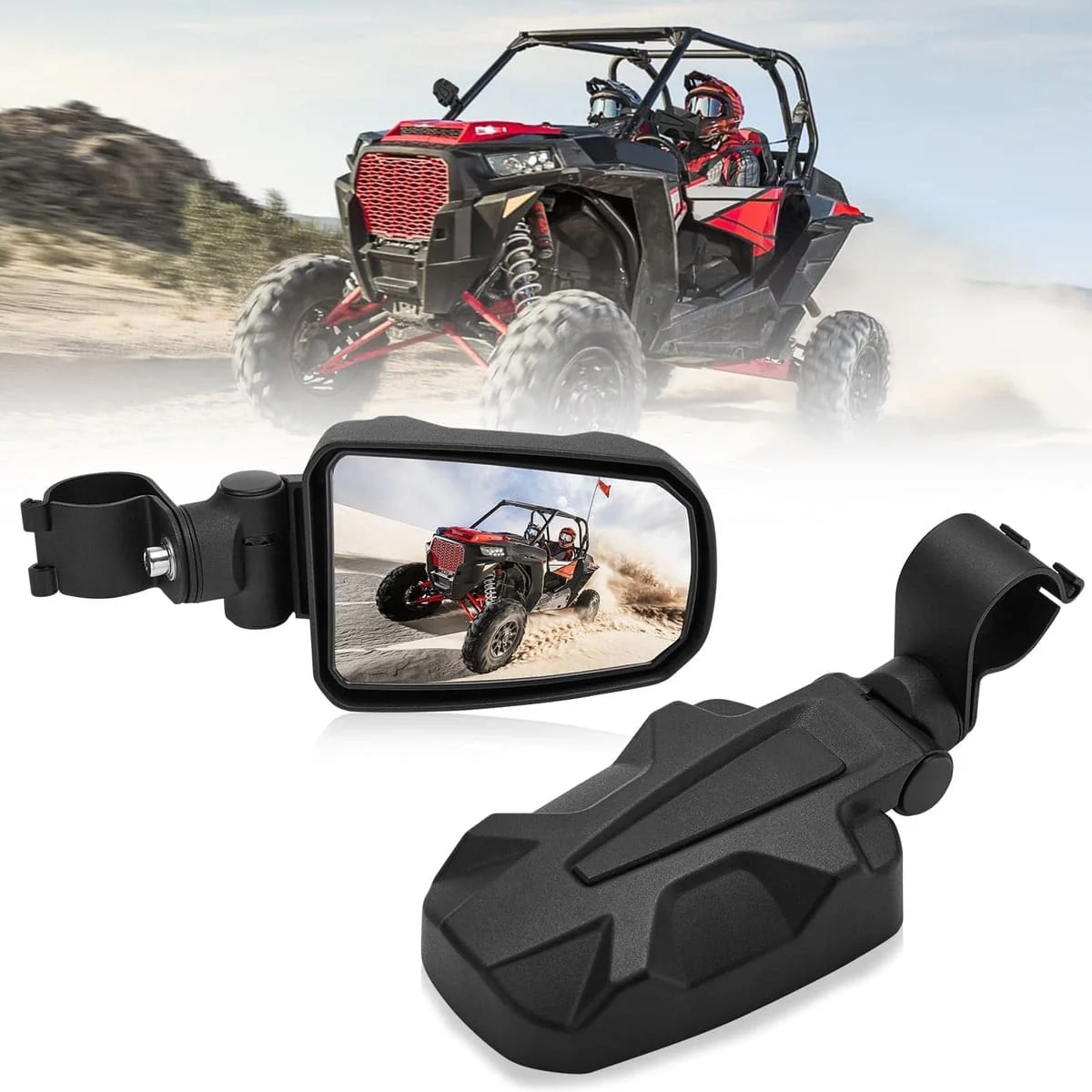 Kemimoto Polaris Ranger 400 1.75" Roll Cage Adjustable Side View Mirror - Image 2