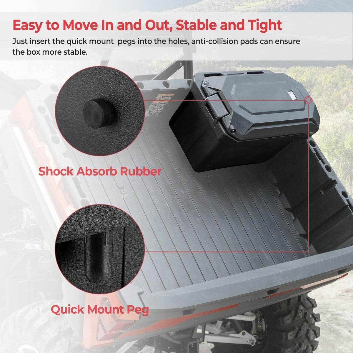 Kemimoto Polaris Ranger 45L Waterproof Bed Cargo Box - Passenger Side - Image 6