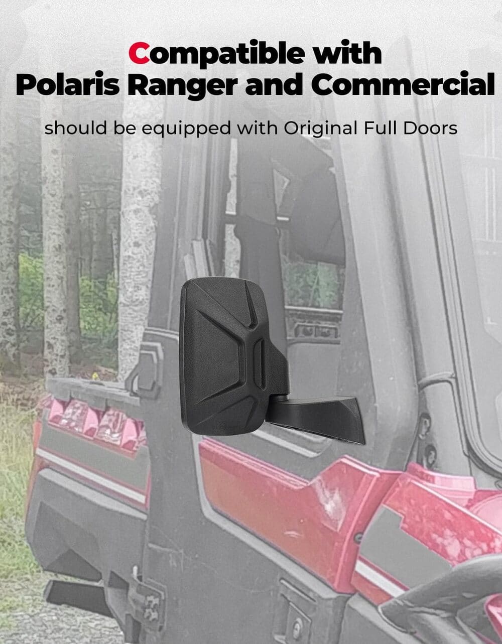 Kemimoto Polaris Ranger Door Mounted Side View Mirrors - 1 Pair - Image 2