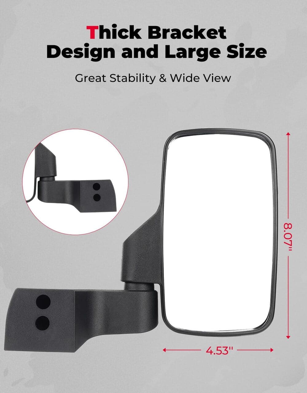 Kemimoto Polaris Ranger Door Mounted Side View Mirrors - 1 Pair - Image 4