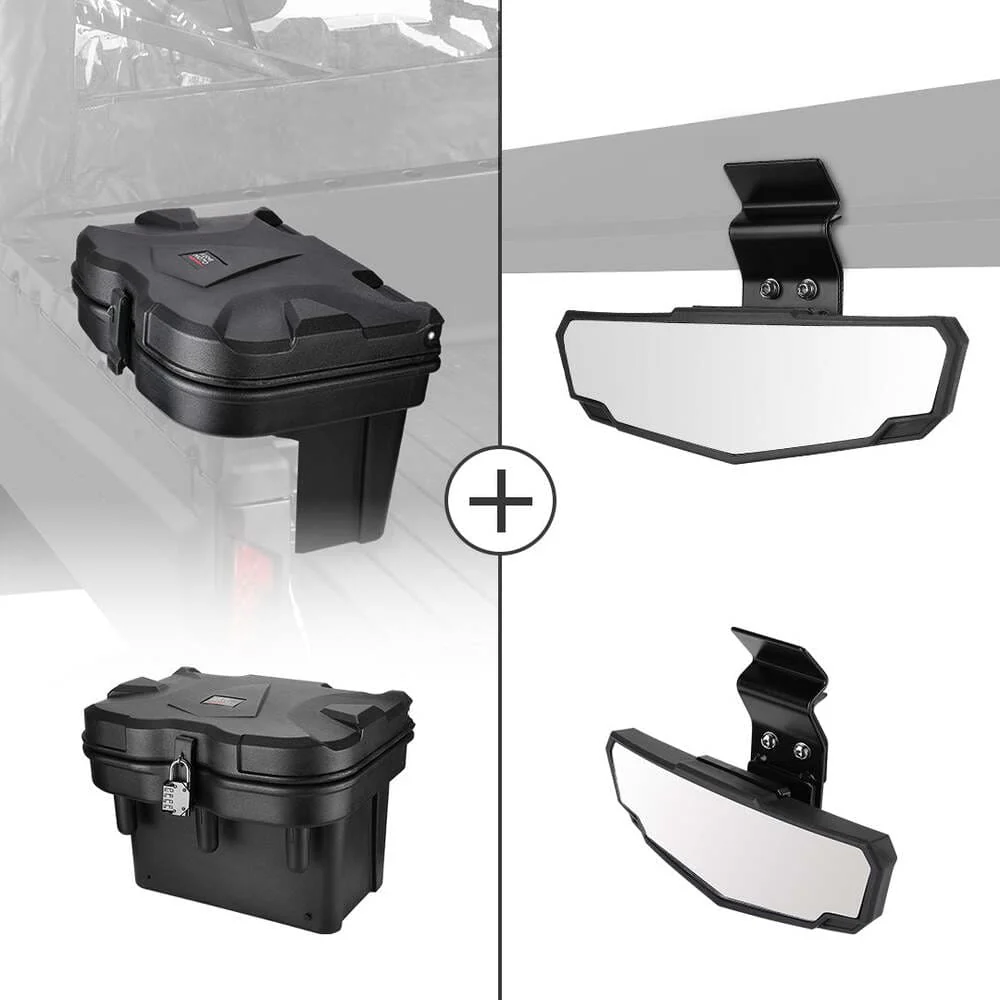 Kemimoto Polaris Ranger/ General Cargo Storage Device Tool Box & Rear View Mirror