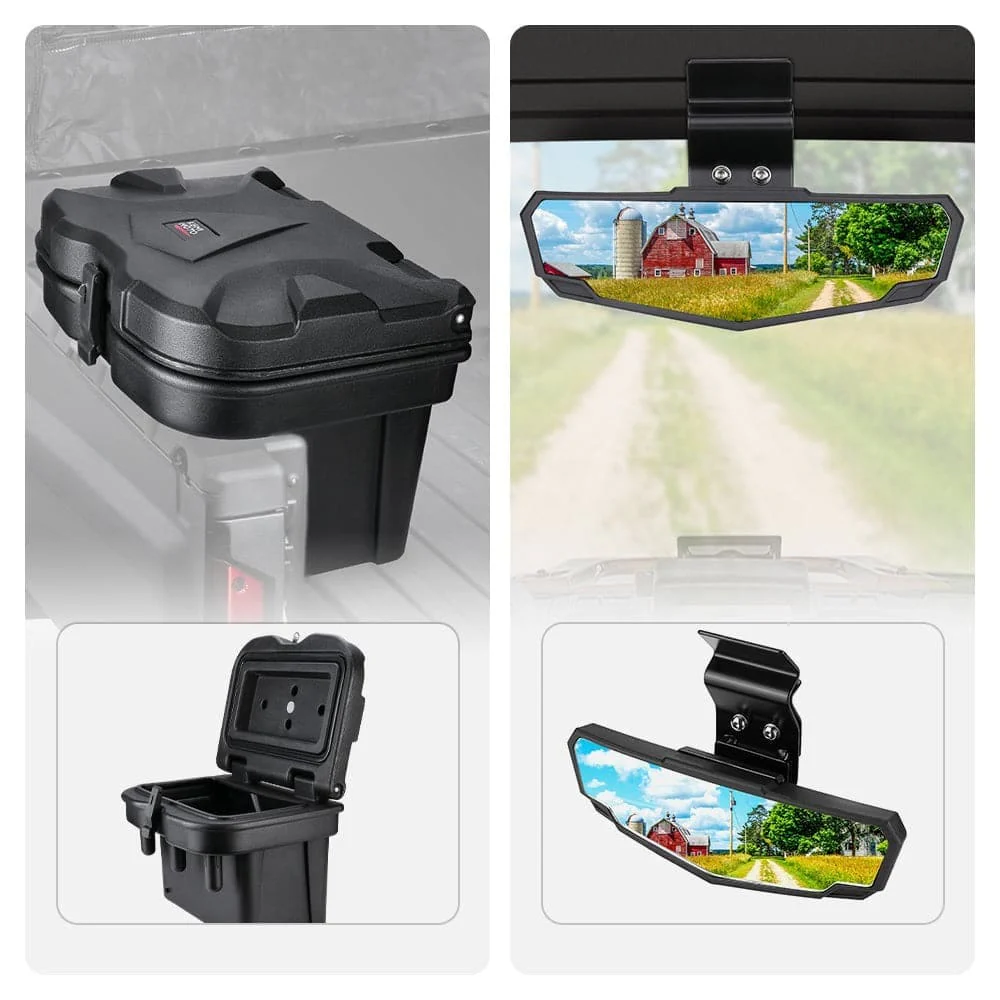 Kemimoto Polaris Ranger/ General Cargo Storage Device Tool Box & Rear View Mirror - Image 3