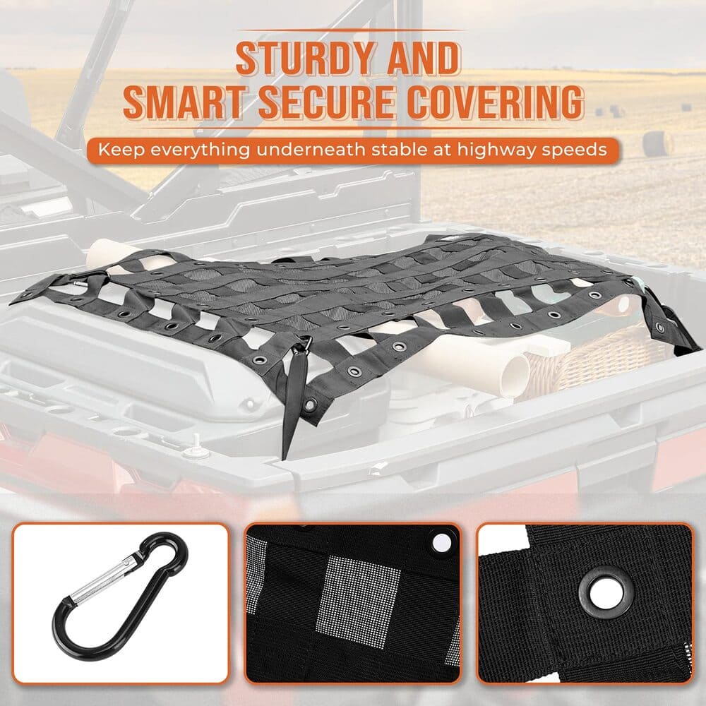 Kemimoto Polaris Ranger Heavy Duty UTV Bed Cargo Net - Image 3
