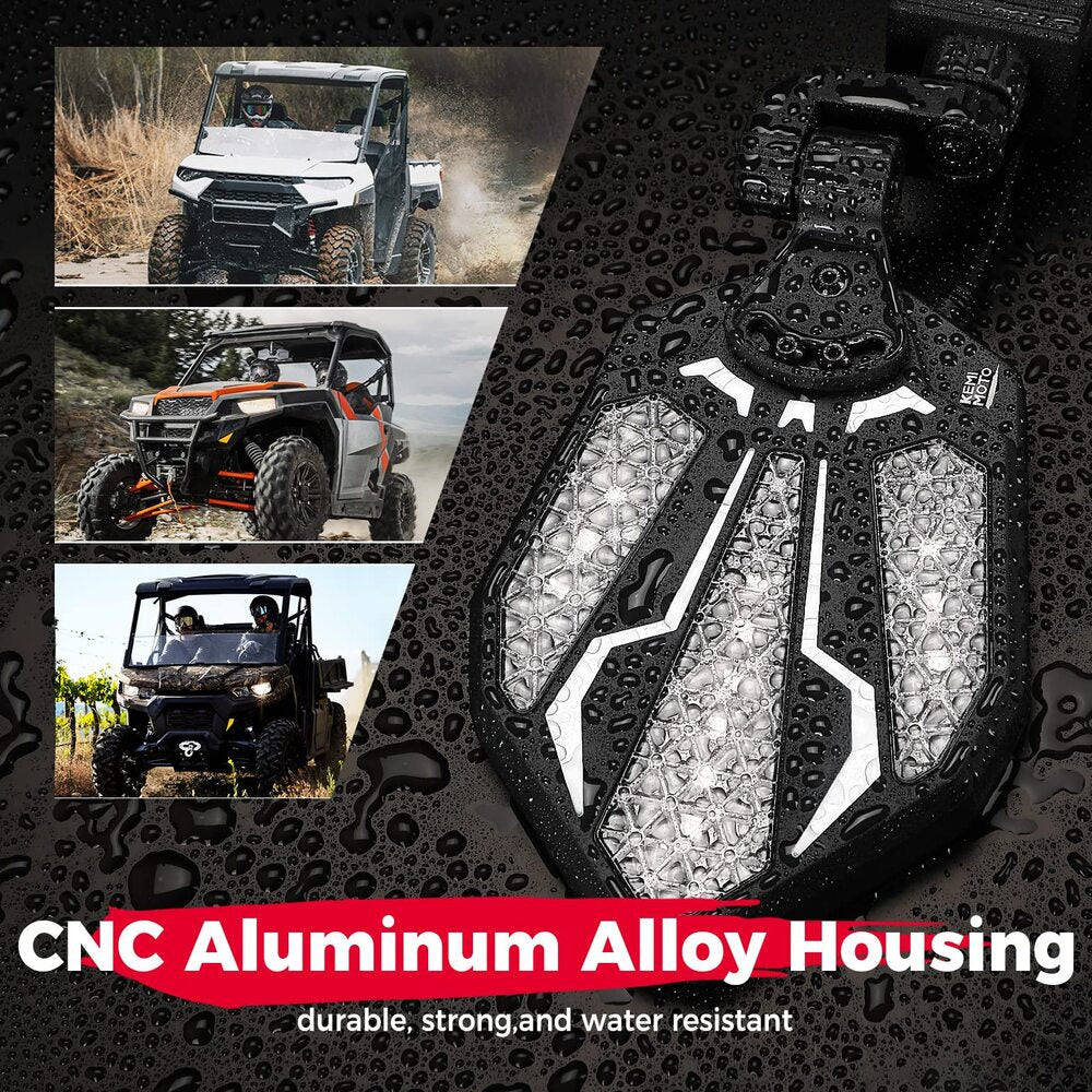 Kemimoto Polaris Ranger UTV Pro-Fit RGB Side Mirrors with Lights - Image 3