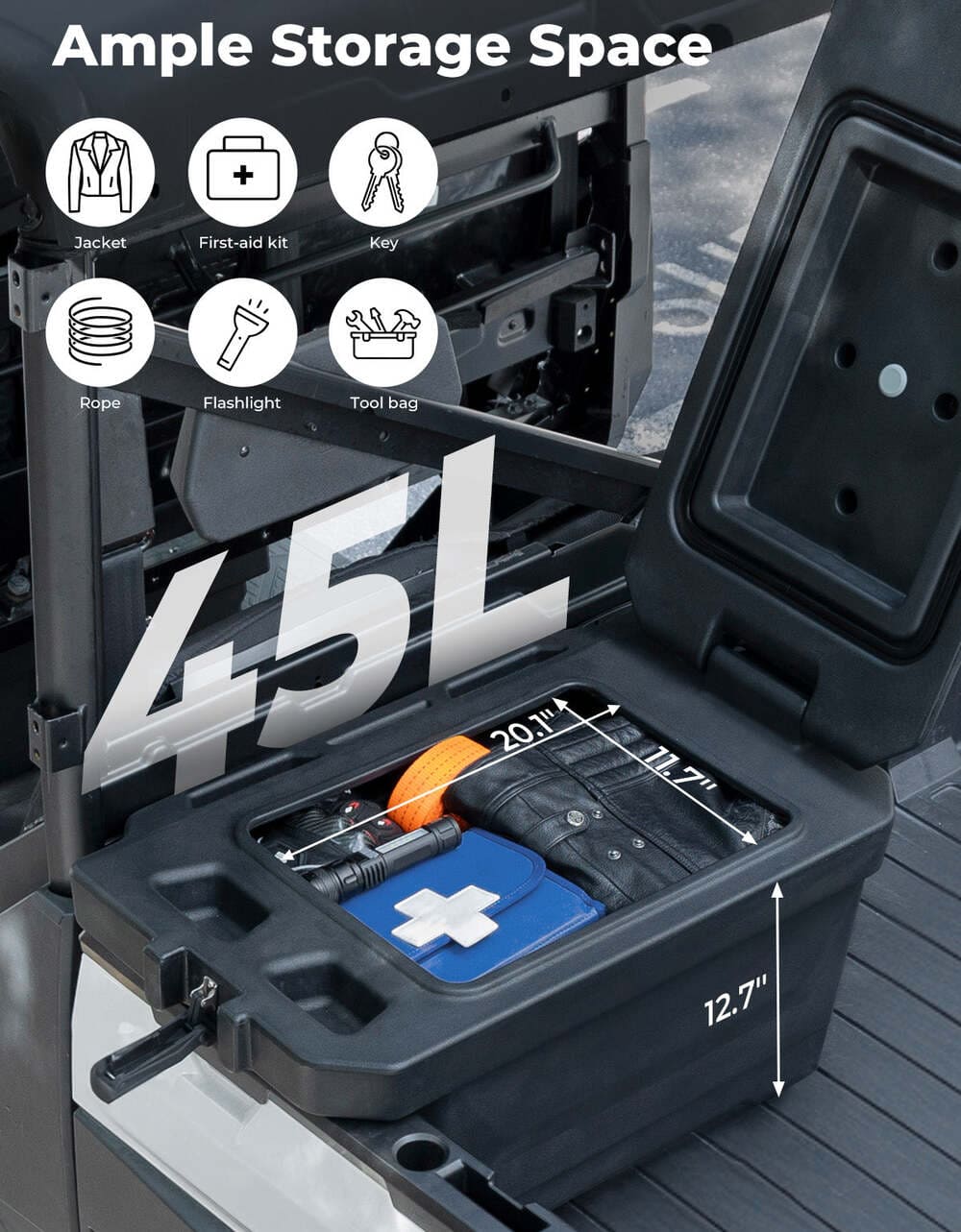 Kemimoto Polaris Ranger XP 1000 45L Left Side Storage Cargo Box - Image 2