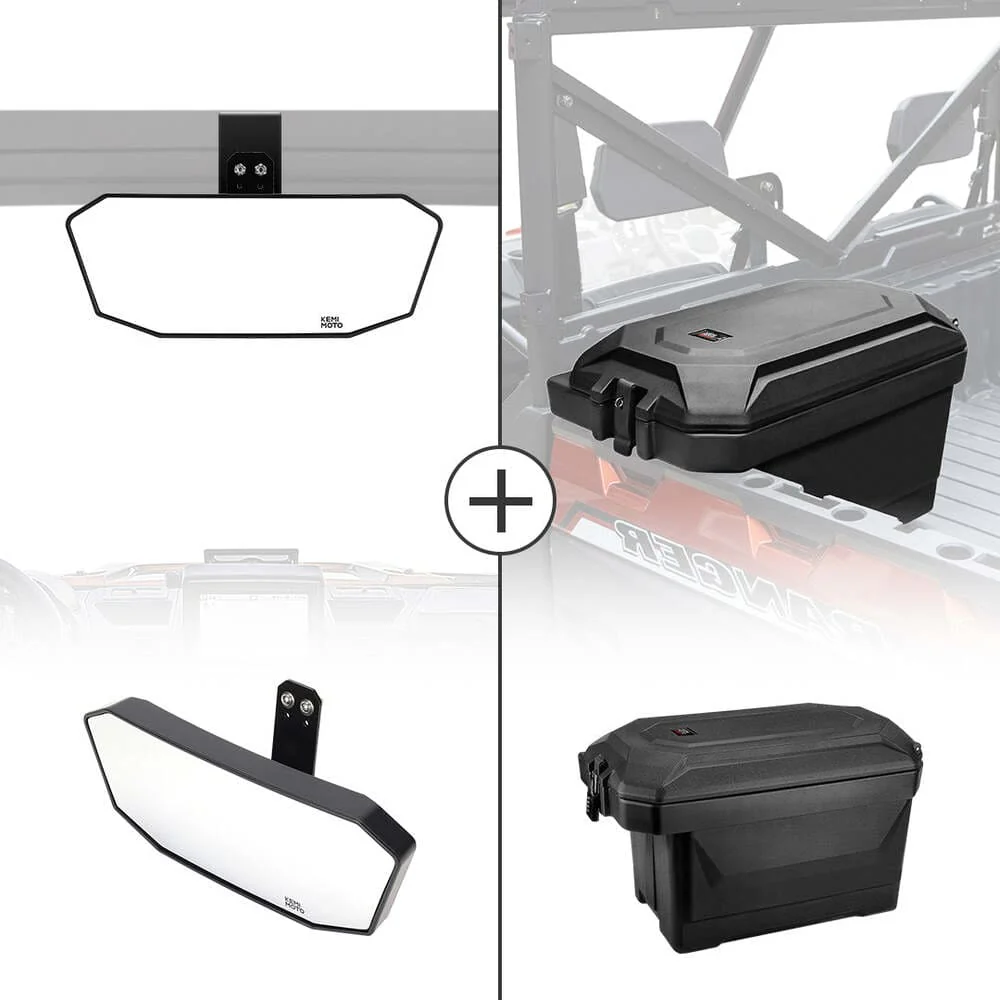 Kemimoto Polaris Ranger XP 1000 Rear View Mirror & Waterproof Tool Box - 45L - Image 2