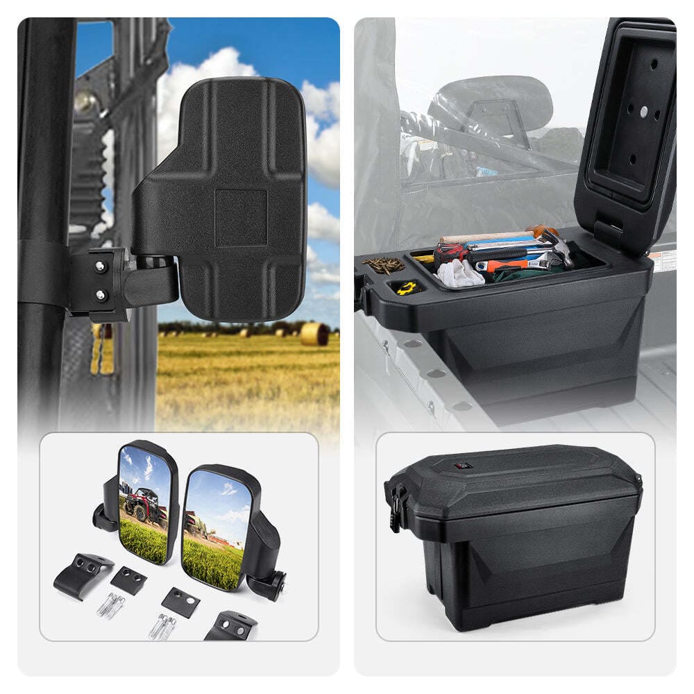 Kemimoto Polaris Ranger XP 1000 Side Mirrors & 45L Storage box - Image 4