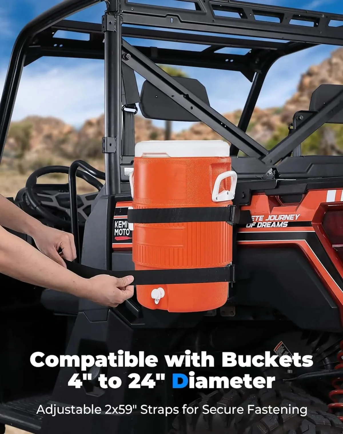 Kemimoto Polaris Ranger XP 1000 Steel Water Cooler Rack - Image 6