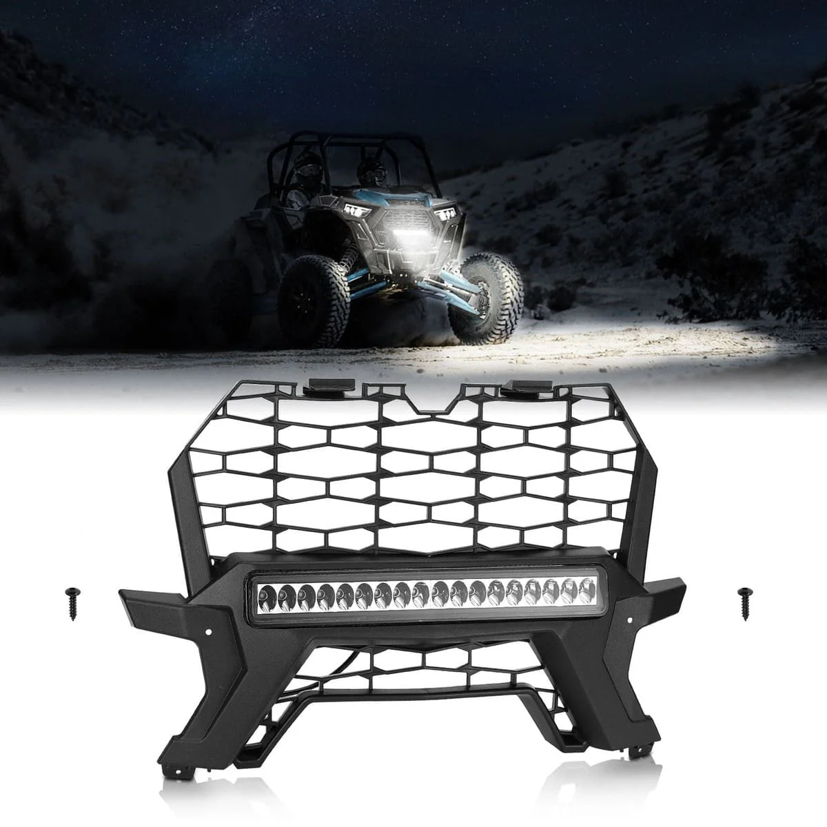 Kemimoto Polaris RZR XP 1000 Front Lower Mesh Grill Radiator Guards - Image 2
