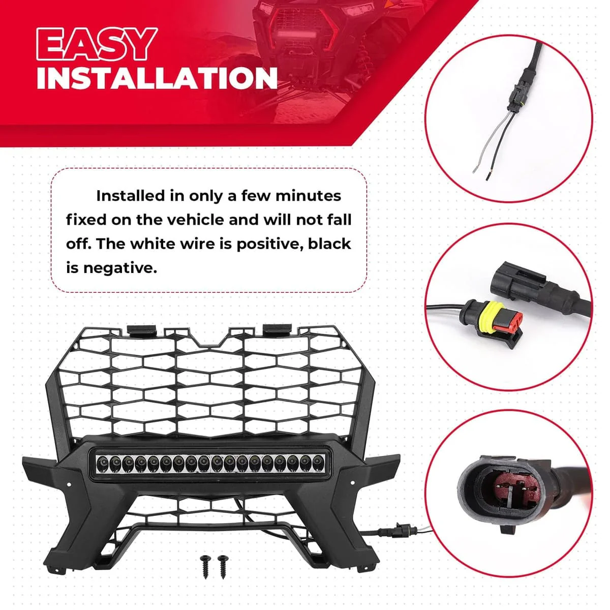Kemimoto Polaris RZR XP 1000 Front Lower Mesh Grill Radiator Guards - Image 5