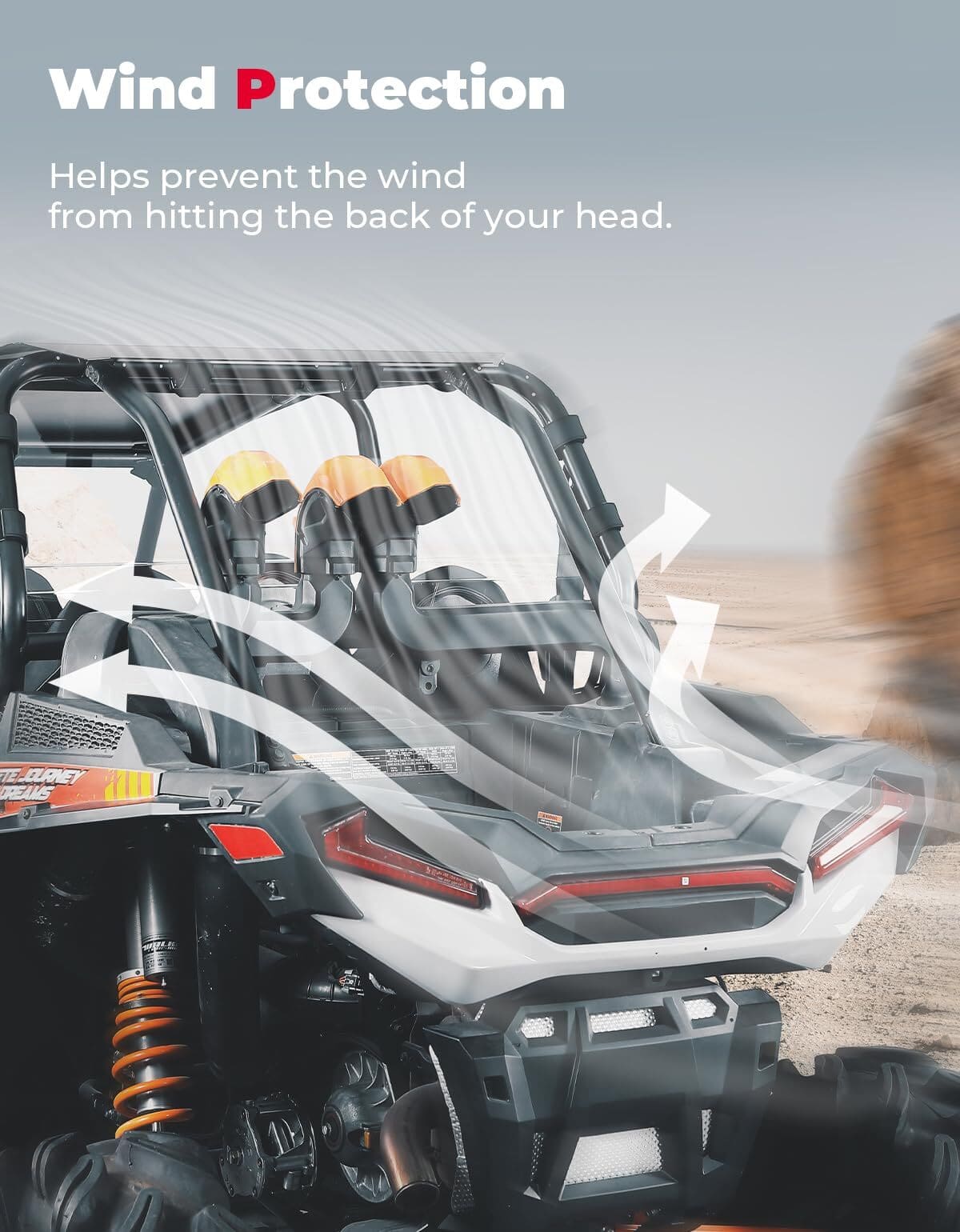 Kemimoto Polaris RZR XP 4 1000 Heavy Duty Rear Windshield - 4 Seater - Image 3