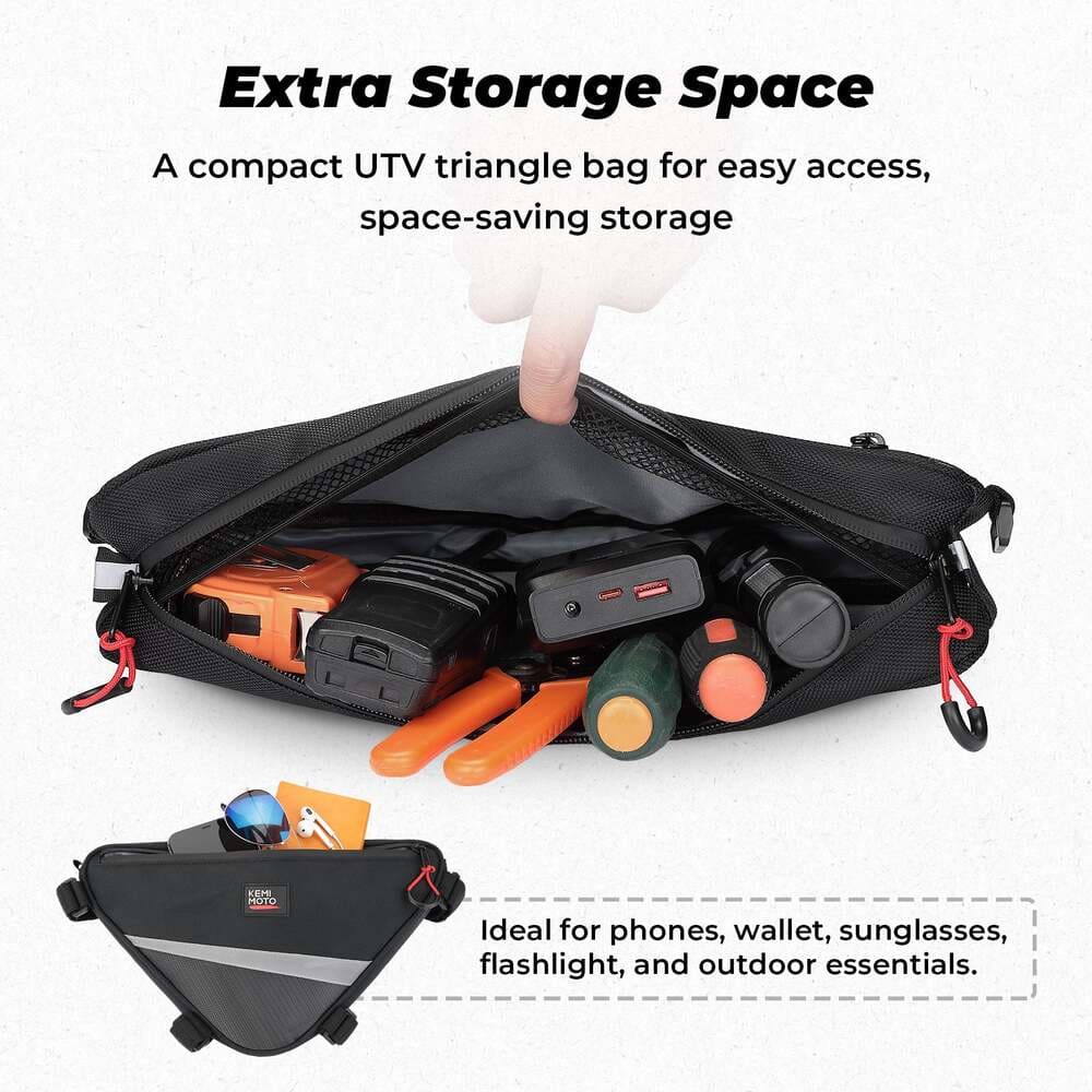 Kemimoto UTV Roll Bar Triangle Storage Bag - Image 5
