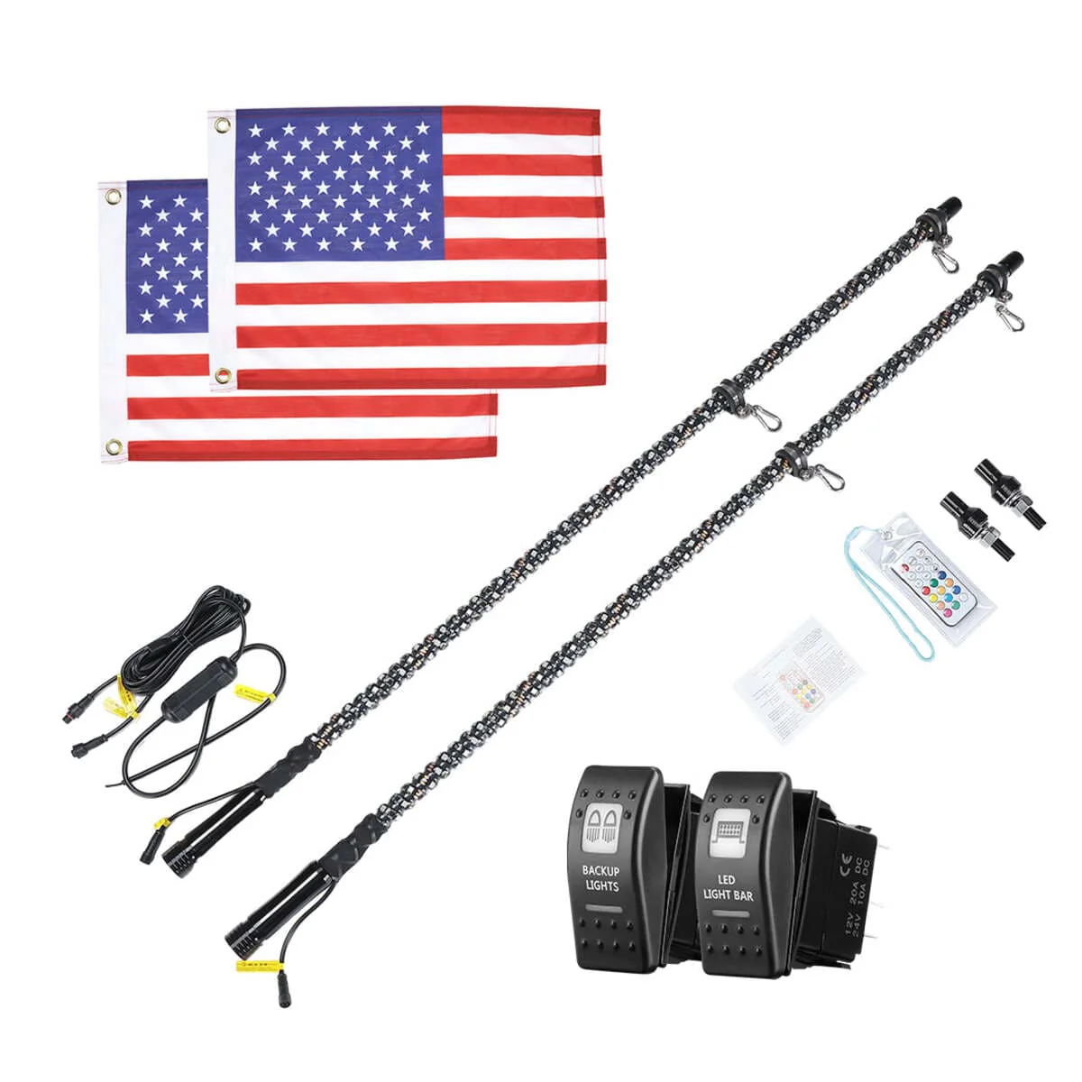 Kemimoto RF Remote Control 4FT 366 Colors Spiral Whip Light - 2 PCs - Image 10