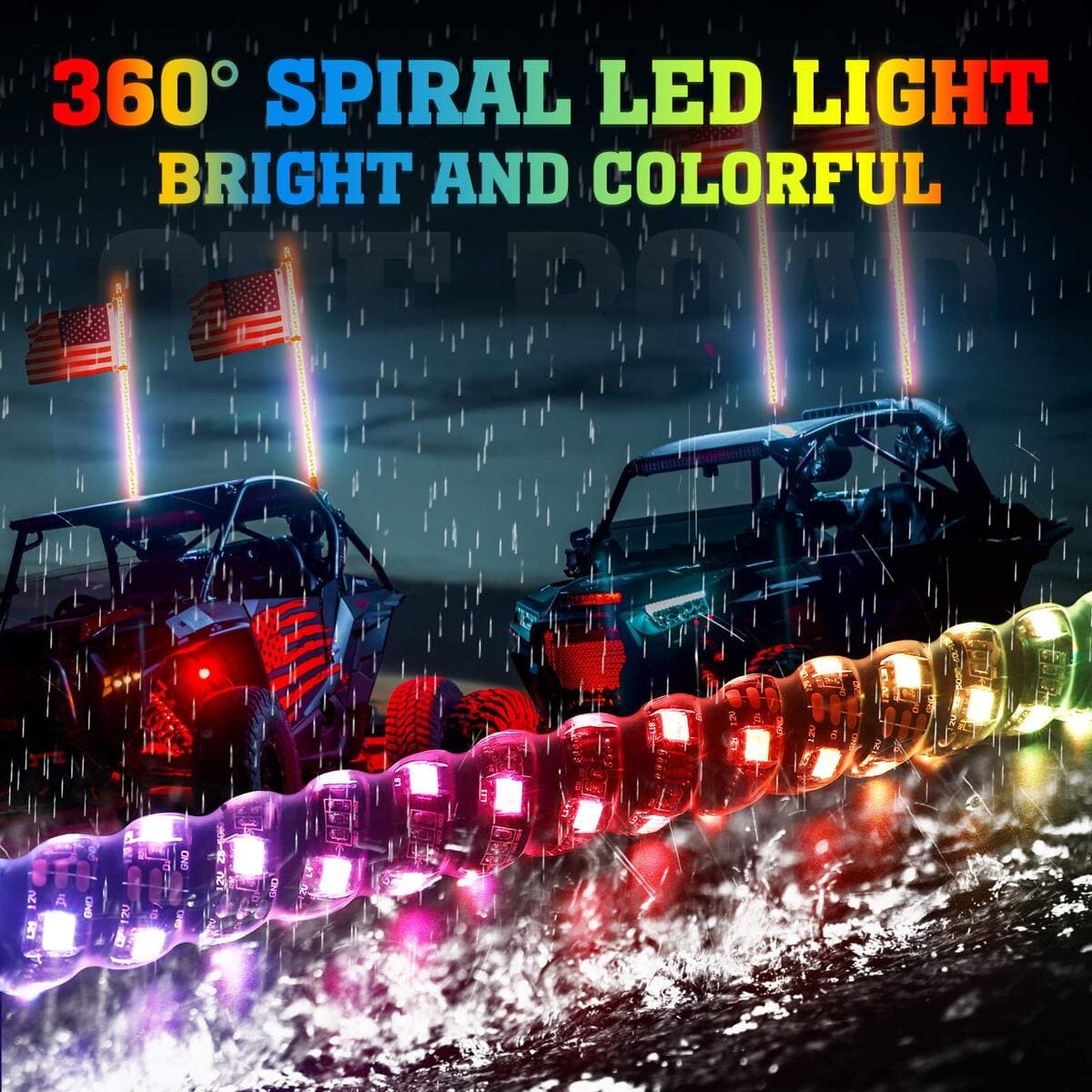 Kemimoto RF Remote Control 4FT 366 Colors Spiral Whip Light - 2 PCs - Image 3