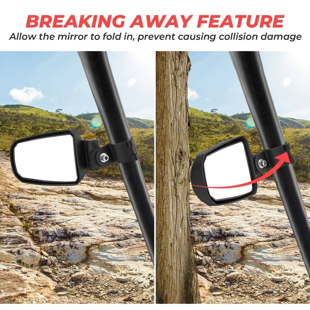 Kemimoto UTV 1.65"-2" Rear View Mirror & 1.75" Round Tube Convex Side Mirror - Image 10