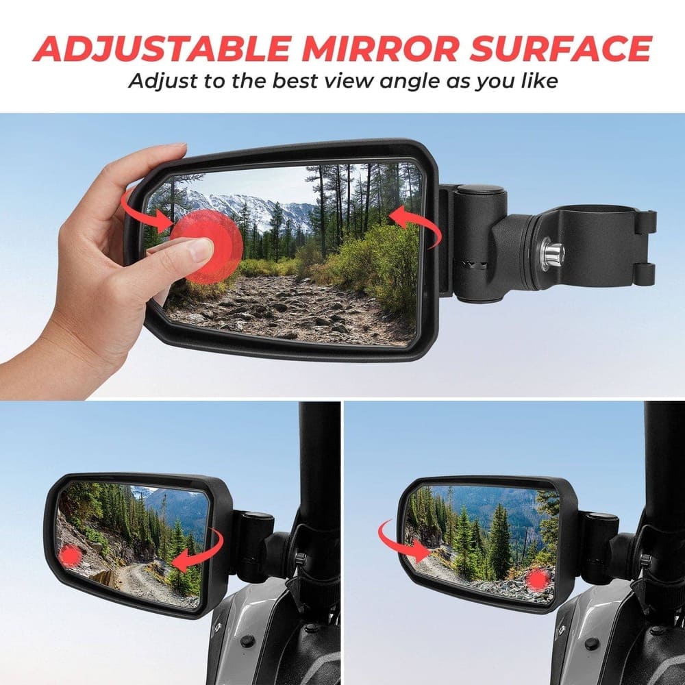Kemimoto UTV 1.65"-2" Rear View Mirror & 1.75" Round Tube Convex Side Mirror - Image 11