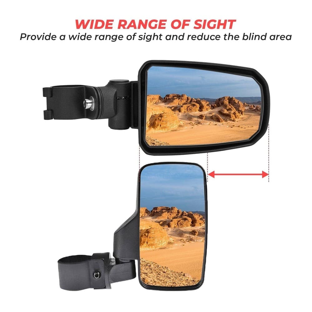 Kemimoto UTV 1.65"-2" Rear View Mirror & 1.75" Round Tube Convex Side Mirror - Image 15