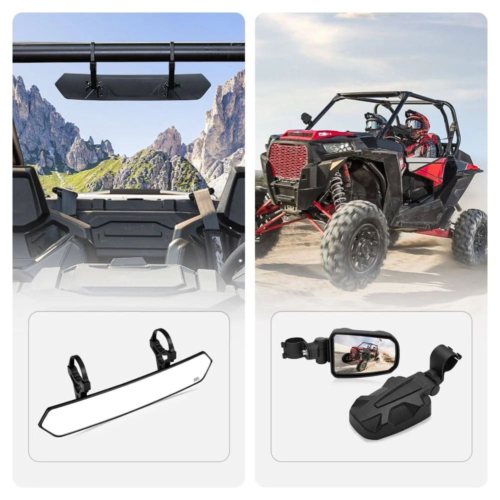 Kemimoto UTV 1.65"-2" Rear View Mirror & 1.75" Round Tube Convex Side Mirror - Image 16