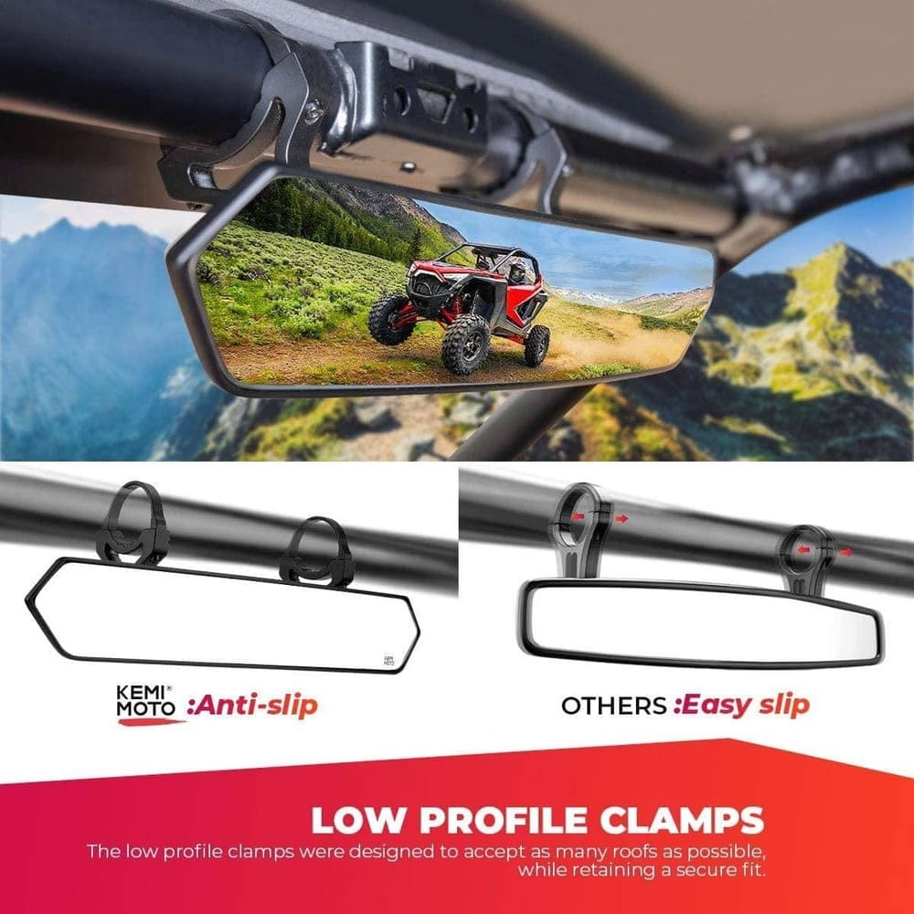 Kemimoto UTV 1.65"-2" Rear View Mirror & 1.75" Round Tube Convex Side Mirror - Image 5
