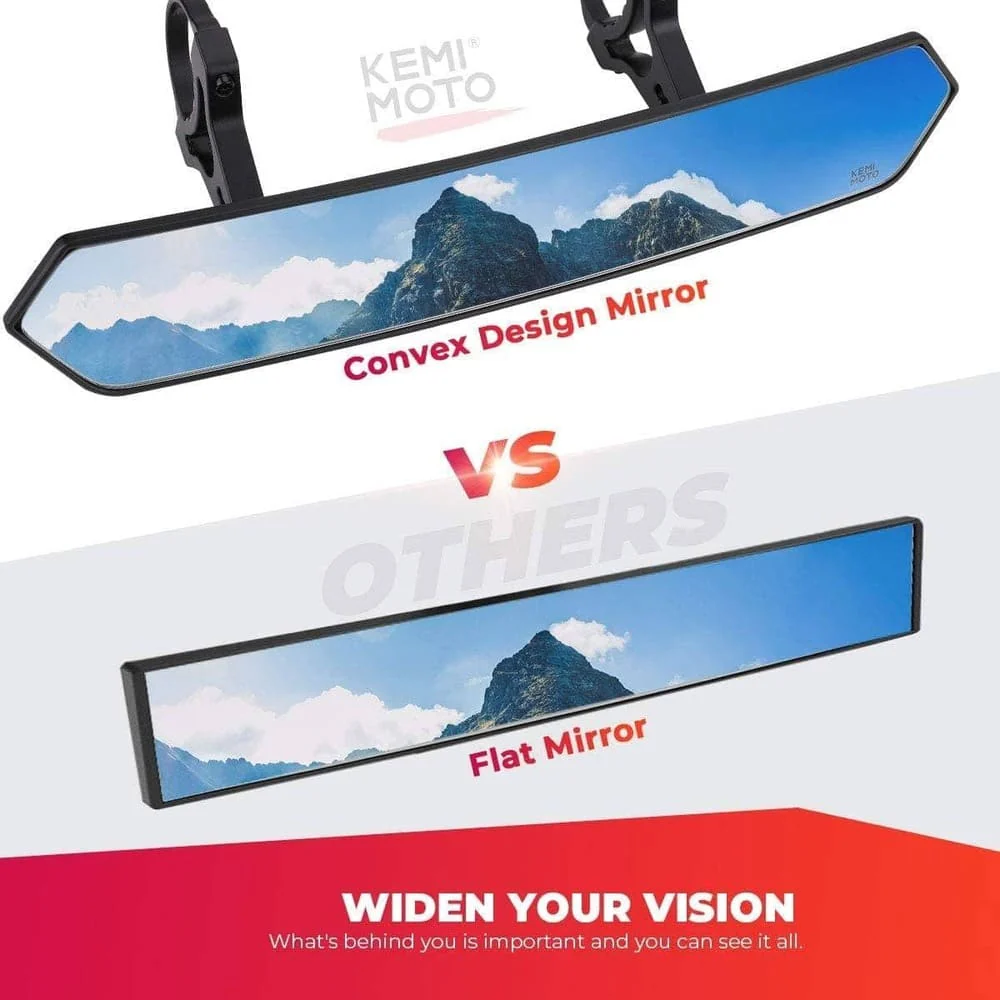 Kemimoto UTV 1.65"-2" Rear View Mirror & 1.75" Round Tube Convex Side Mirror - Image 8
