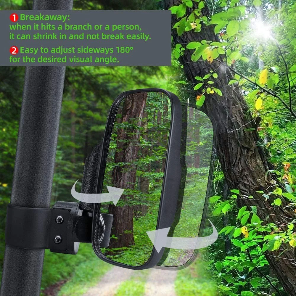 Kemimoto UTV 1.65"-2" Tube Rear View Mirror & 1.6"-2" Tube LED Side Mirrors - Image 9