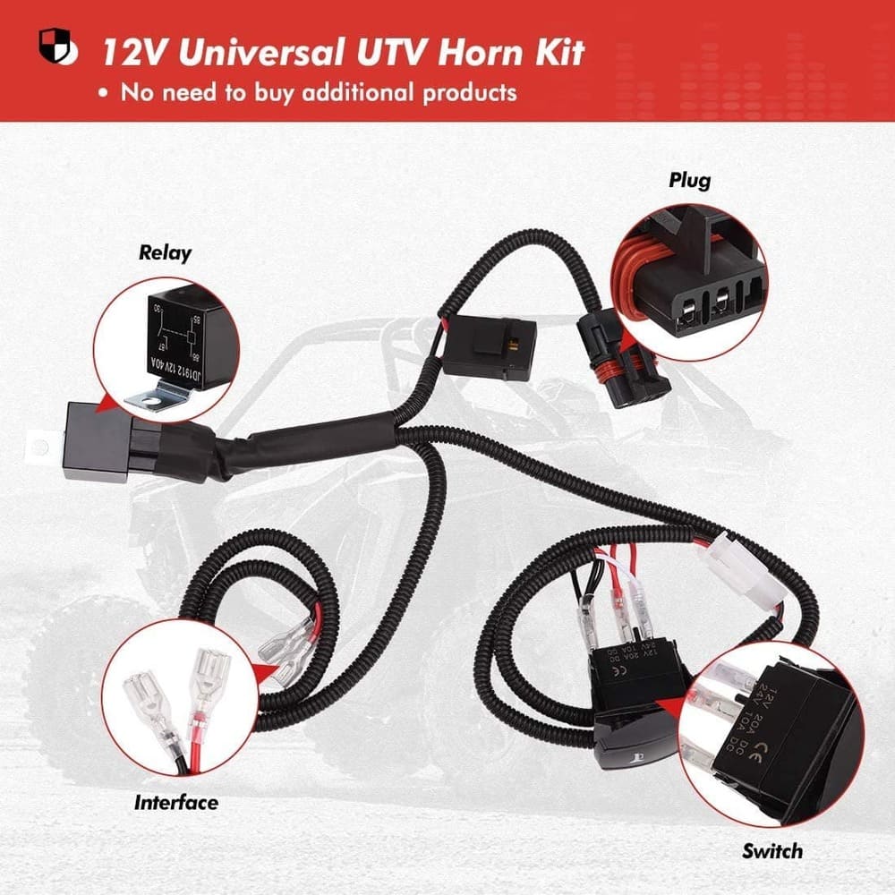 Kemimoto UTV 12V Universal Rocker Switch Horn Kit - Image 7