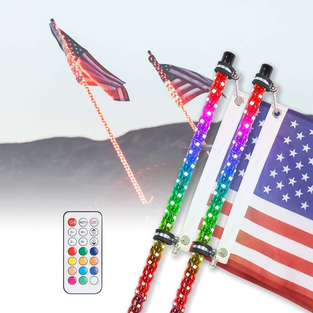 Kemimoto UTV 2Pcs 5FT Spiral Whip Light with RF Remote Control - Image 2