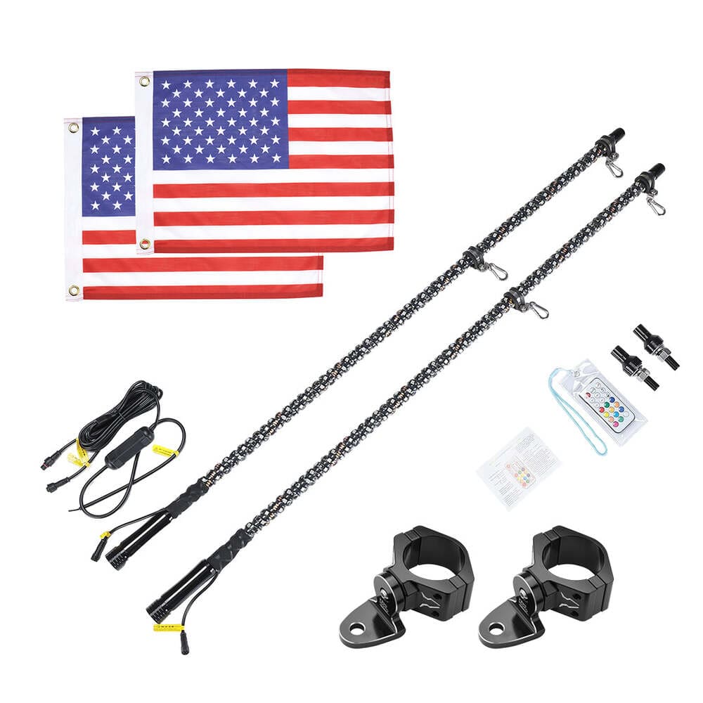 Kemimoto UTV 2Pcs 5FT Spiral Whip Light with RF Remote Control - Image 3