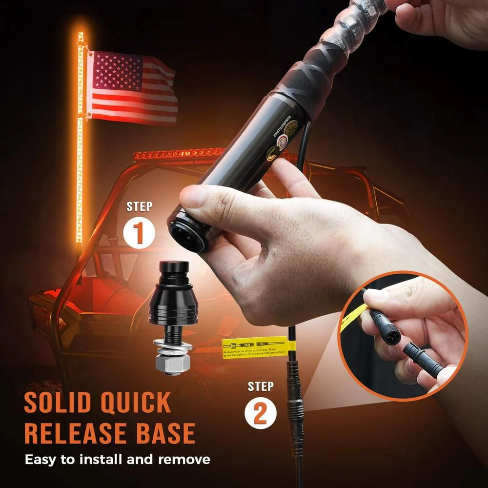 Kemimoto UTV 2Pcs 5FT Spiral Whip Light with RF Remote Control - Image 4