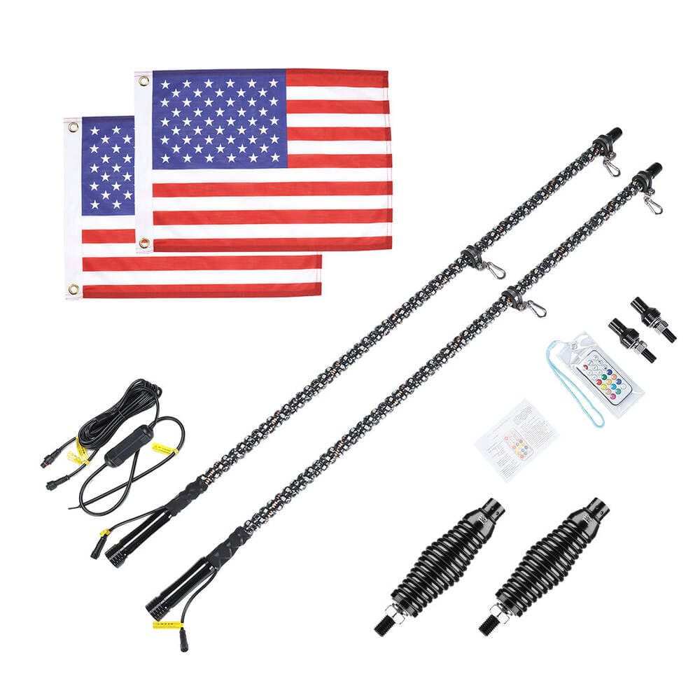 Kemimoto UTV 2Pcs 5FT Spiral Whip Light with RF Remote Control - Image 5