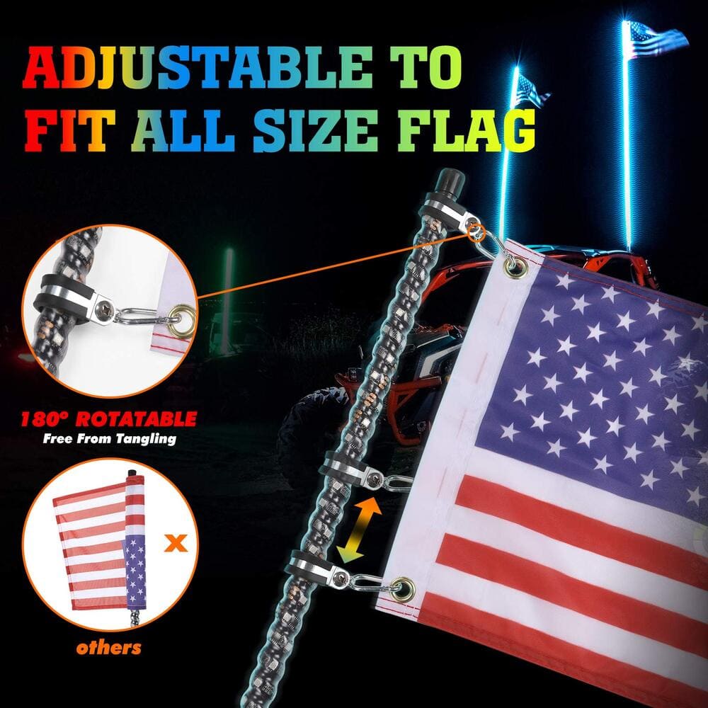 Kemimoto UTV 2Pcs 5FT Spiral Whip Light with RF Remote Control - Image 9