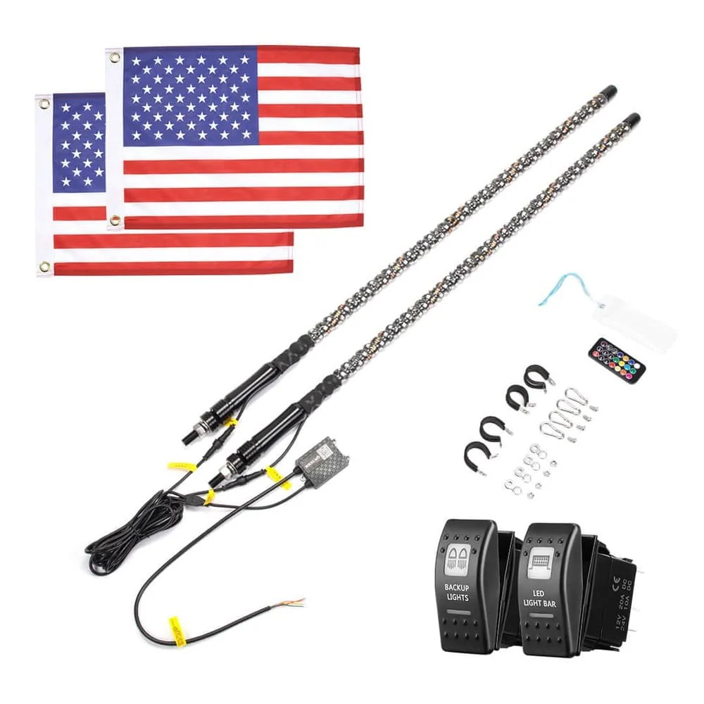 Kemimoto UTV/ATV 5ft Bluetooth Control Spiral Whip Light w/ Turn Signal Function - 2 PCs - Image 4