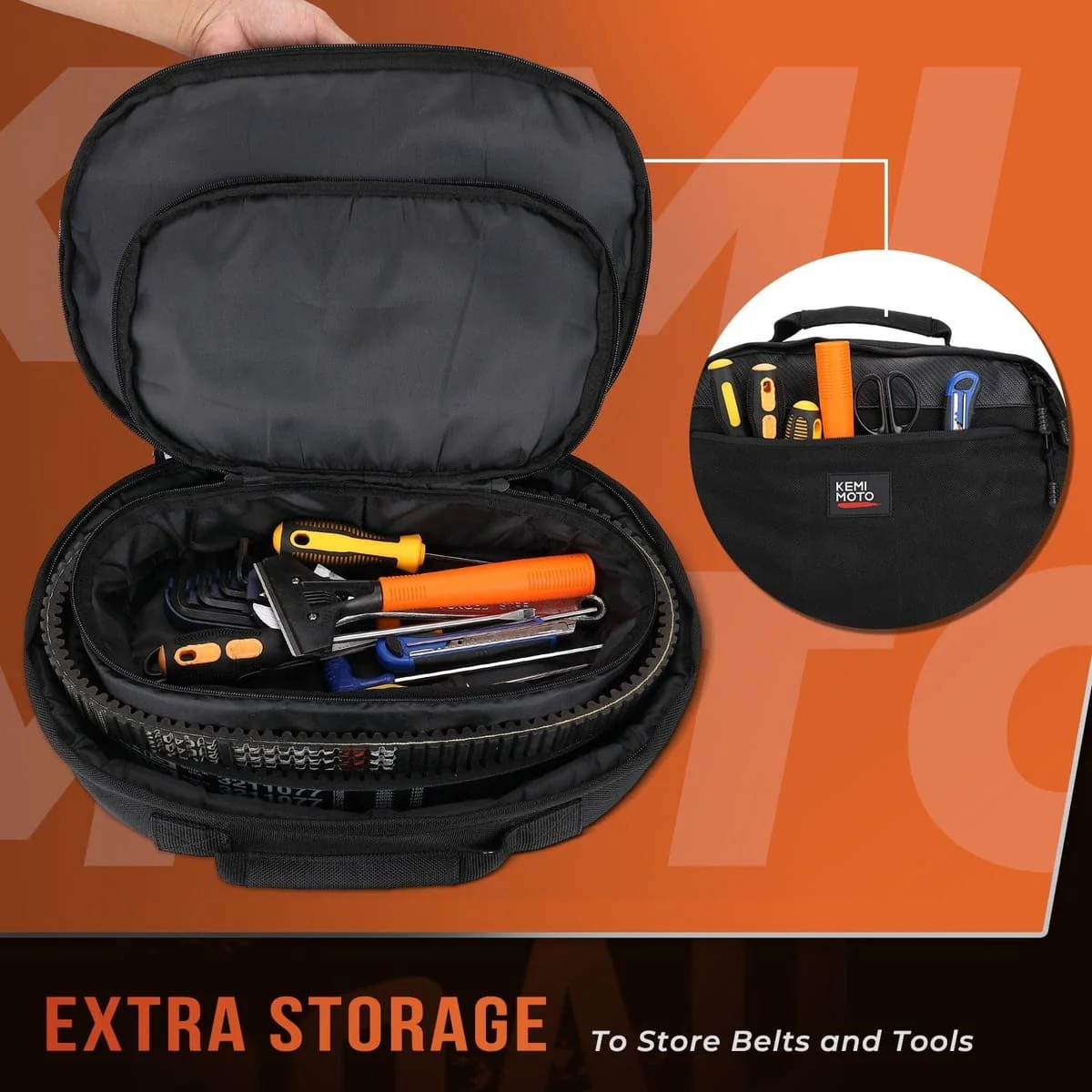 Kemimoto UTV Drive Belt Storage Bag w/ Reflective Strip - Image 2