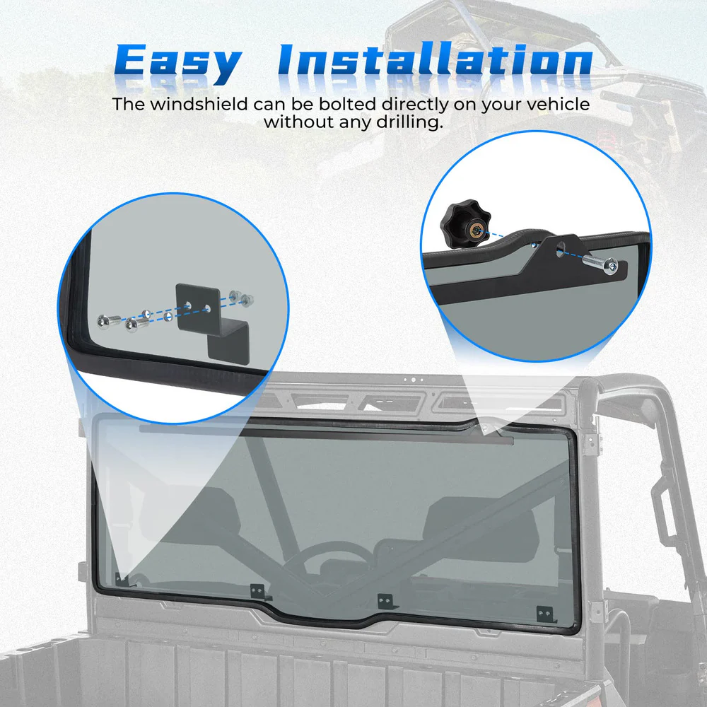 Kemimoto Polaris Ranger UTV Tint Hard Roof Rear Windshield - Image 5
