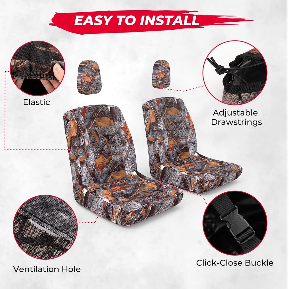 Kemimoto Yamaha Rhino 450 UTV Heavy Duty Camo Dust Seat Covers - Image 4