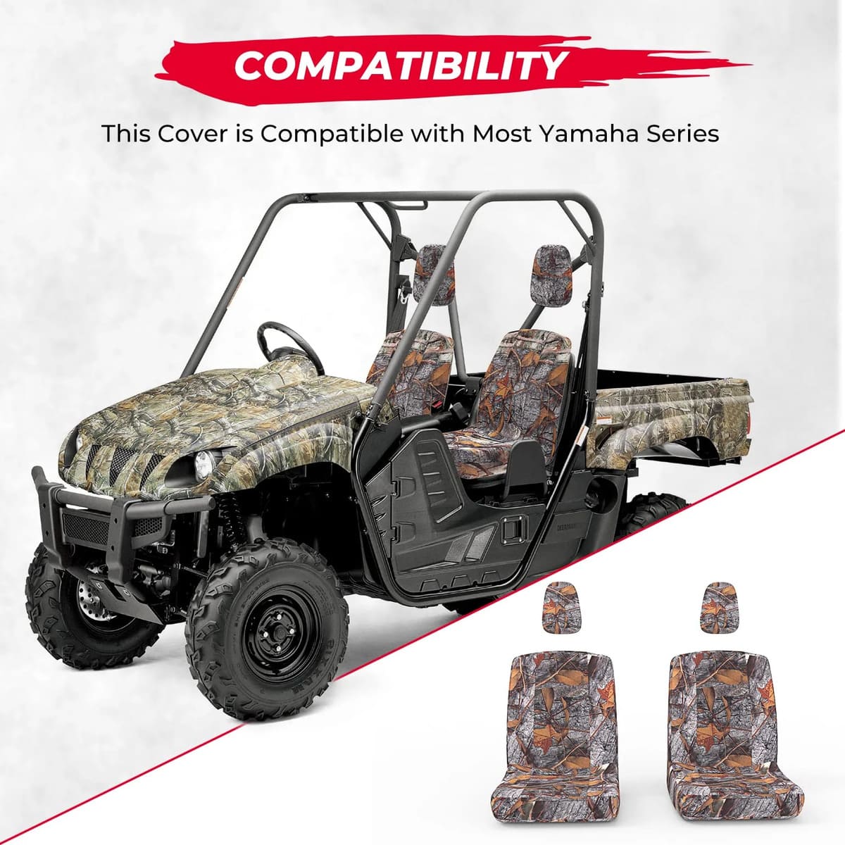 Kemimoto Yamaha Rhino 450 UTV Heavy Duty Camo Dust Seat Covers - Image 5
