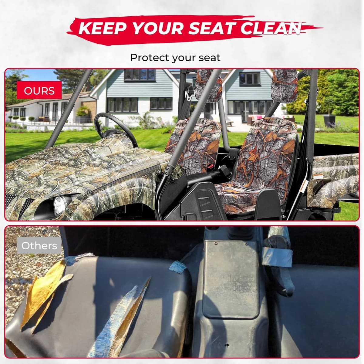 Kemimoto Yamaha Rhino 450 UTV Heavy Duty Camo Dust Seat Covers - Image 6