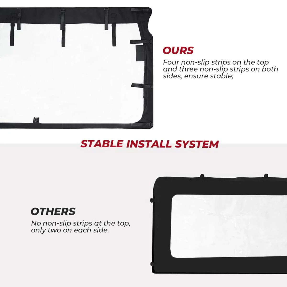 Kemimoto Yamaha Rhino Rear Windshield with Zipper Back - Image 3