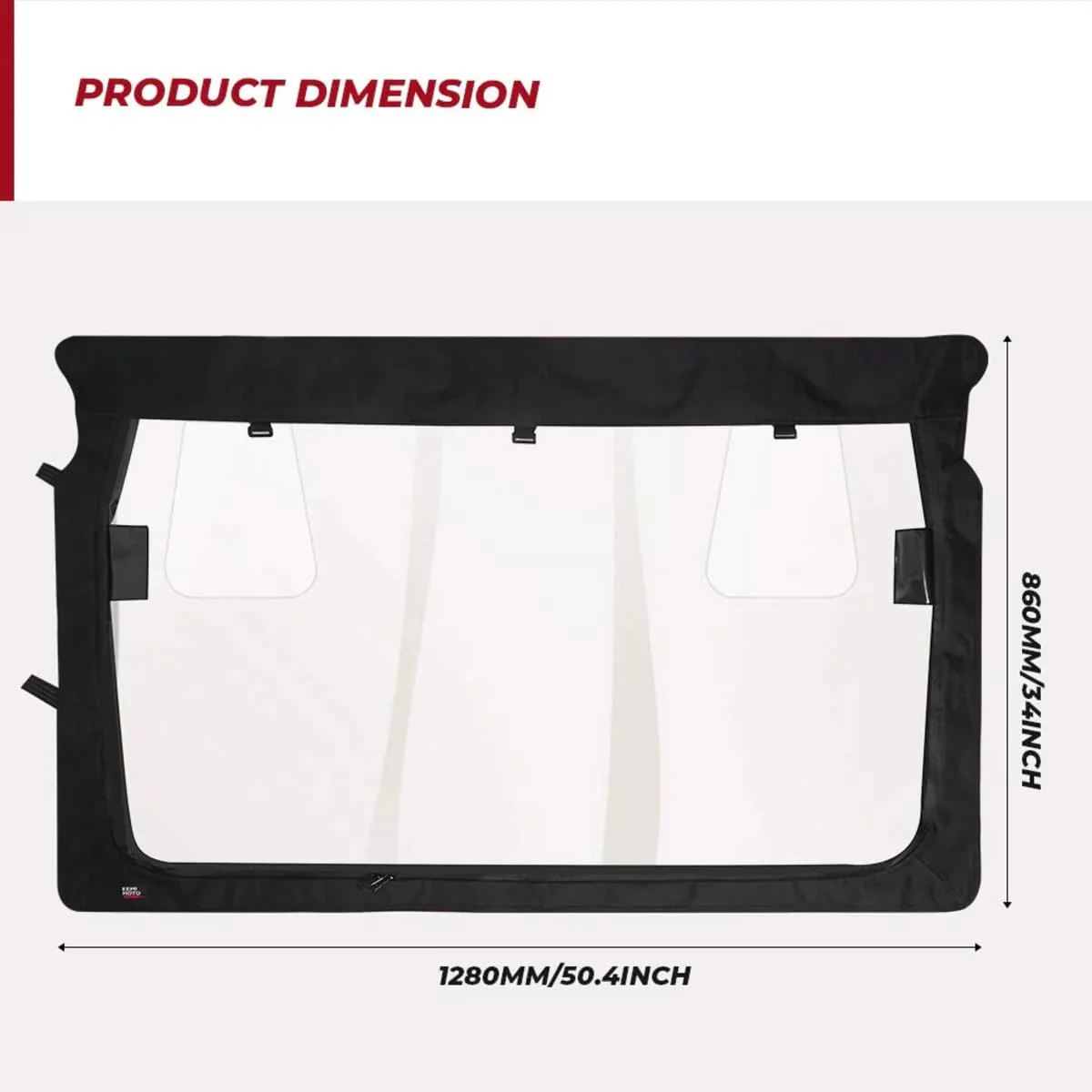 Kemimoto Yamaha Rhino Rear Windshield with Zipper Back - Image 8